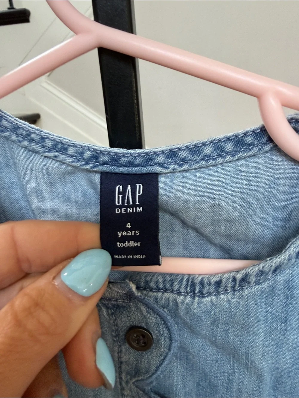 GAP Light Blue Denim Flutter-Sleeve One-Piece